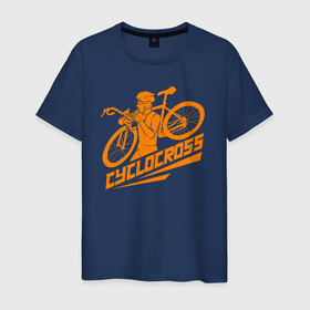 Мужская футболка хлопок с принтом Cyclocross   велокросс в Екатеринбурге, 100% хлопок | прямой крой, круглый вырез горловины, длина до линии бедер, слегка спущенное плечо. | Тематика изображения на принте: 