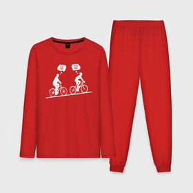 Мужская пижама хлопок (с лонгсливом) с принтом Мысли велосипедиста и электровелосипедиста в Петрозаводске,  |  | 