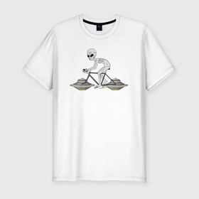 Мужская футболка хлопок Slim с принтом Серый велосипедист в Курске, 92% хлопок, 8% лайкра | приталенный силуэт, круглый вырез ворота, длина до линии бедра, короткий рукав | Тематика изображения на принте: 