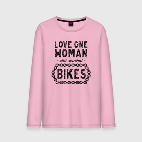 Мужской лонгслив хлопок с принтом Я люблю одну женщину и несколько велосипедов в Тюмени, 100% хлопок |  | Тематика изображения на принте: 