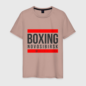 Мужская футболка хлопок с принтом Novosibirsk  boxing team в Екатеринбурге, 100% хлопок | прямой крой, круглый вырез горловины, длина до линии бедер, слегка спущенное плечо. | 