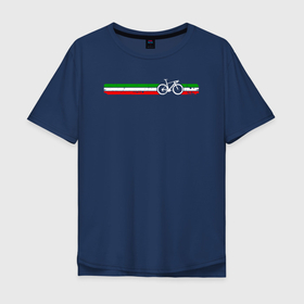 Мужская футболка хлопок Oversize с принтом Итальянский флаг с велосипедом , 100% хлопок | свободный крой, круглый ворот, “спинка” длиннее передней части | 
