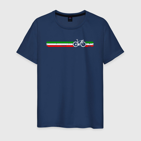 Мужская футболка хлопок с принтом Итальянский флаг с велосипедом в Екатеринбурге, 100% хлопок | прямой крой, круглый вырез горловины, длина до линии бедер, слегка спущенное плечо. | 