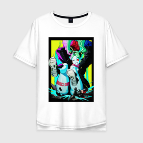 Мужская футболка хлопок Oversize с принтом Ребекка давит   Киберпанк аниме в Курске, 100% хлопок | свободный крой, круглый ворот, “спинка” длиннее передней части | Тематика изображения на принте: 
