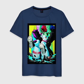 Мужская футболка хлопок с принтом Ребекка давит   Киберпанк аниме в Петрозаводске, 100% хлопок | прямой крой, круглый вырез горловины, длина до линии бедер, слегка спущенное плечо. | 