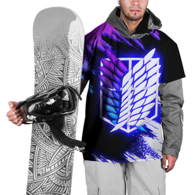 Накидка на куртку 3D с принтом Attack on Titan   logo neon в Кировске, 100% полиэстер |  | Тематика изображения на принте: 