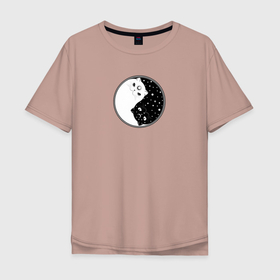 Мужская футболка хлопок Oversize с принтом Инь и Ян коты в Курске, 100% хлопок | свободный крой, круглый ворот, “спинка” длиннее передней части | 