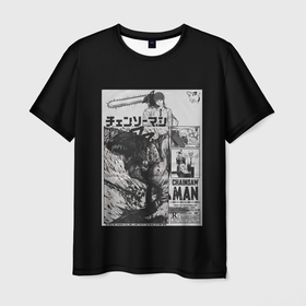 Мужская футболка 3D с принтом Человек бензопила Дэндзи и Пауэр постер в Кировске, 100% полиэфир | прямой крой, круглый вырез горловины, длина до линии бедер | 
