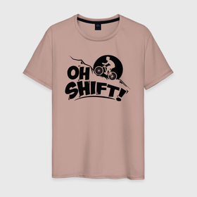 Мужская футболка хлопок с принтом Oh Shift Bicycle в Новосибирске, 100% хлопок | прямой крой, круглый вырез горловины, длина до линии бедер, слегка спущенное плечо. | 