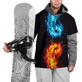 Накидка на куртку 3D с принтом Огонь и вода   противостояние , 100% полиэстер |  | Тематика изображения на принте: 