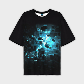 Мужская футболка OVERSIZE 3D с принтом Прорыв   абстрактные кубы в Курске,  |  | Тематика изображения на принте: 