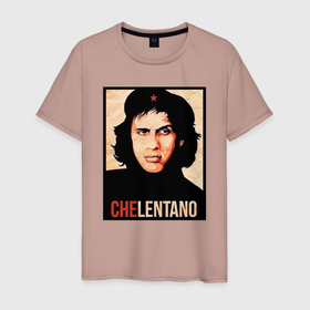 Мужская футболка хлопок с принтом Челентано   Че Гевара в Тюмени, 100% хлопок | прямой крой, круглый вырез горловины, длина до линии бедер, слегка спущенное плечо. | 