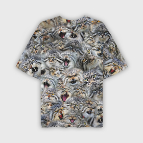 Мужская футболка OVERSIZE 3D с принтом Погладь всех манулов в Курске,  |  | Тематика изображения на принте: 