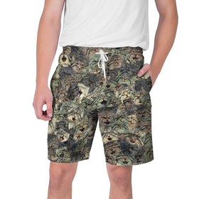 Мужские шорты 3D с принтом Мануловый камуфляж в Тюмени,  полиэстер 100% | прямой крой, два кармана без застежек по бокам. Мягкая трикотажная резинка на поясе, внутри которой широкие завязки. Длина чуть выше колен | 