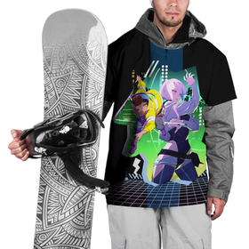 Накидка на куртку 3D с принтом Cyberpunk Edgerunners Люси и Дэвид в Тюмени, 100% полиэстер |  | Тематика изображения на принте: 