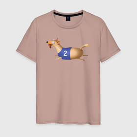Мужская футболка хлопок с принтом Борзая собака под номером 2 в Петрозаводске, 100% хлопок | прямой крой, круглый вырез горловины, длина до линии бедер, слегка спущенное плечо. | 