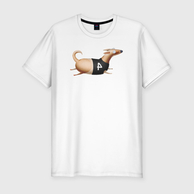 Мужская футболка хлопок Slim с принтом Борзая собака под номером 4 в Петрозаводске, 92% хлопок, 8% лайкра | приталенный силуэт, круглый вырез ворота, длина до линии бедра, короткий рукав | 