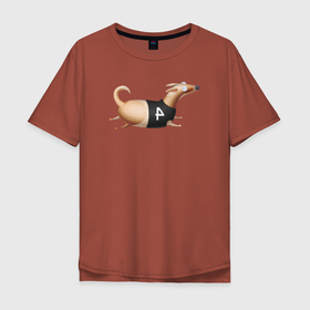 Мужская футболка хлопок Oversize с принтом Борзая собака под номером 4 в Петрозаводске, 100% хлопок | свободный крой, круглый ворот, “спинка” длиннее передней части | 