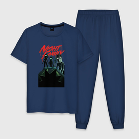 Мужская пижама хлопок с принтом RaM night family в Кировске, 100% хлопок | брюки и футболка прямого кроя, без карманов, на брюках мягкая резинка на поясе и по низу штанин
 | 