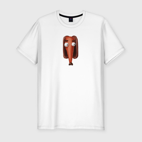 Мужская футболка хлопок Slim с принтом Мордочка рыжей борзой собачки в Екатеринбурге, 92% хлопок, 8% лайкра | приталенный силуэт, круглый вырез ворота, длина до линии бедра, короткий рукав | 