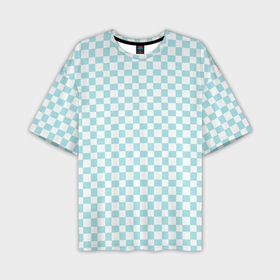 Мужская футболка OVERSIZE 3D с принтом Голубые и белые квадратики в Петрозаводске,  |  | 