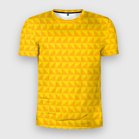 Мужская футболка 3D Slim с принтом Геометрия   желтые треугольники в Екатеринбурге, 100% полиэстер с улучшенными характеристиками | приталенный силуэт, круглая горловина, широкие плечи, сужается к линии бедра | 