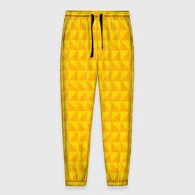 Мужские брюки 3D с принтом Геометрия   желтые треугольники в Екатеринбурге, 100% полиэстер | манжеты по низу, эластичный пояс регулируется шнурком, по бокам два кармана без застежек, внутренняя часть кармана из мелкой сетки | 