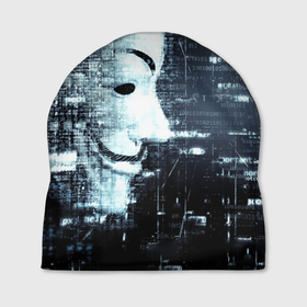 Шапка 3D с принтом Анонимус код в Кировске, 100% полиэстер | универсальный размер, печать по всей поверхности изделия | 