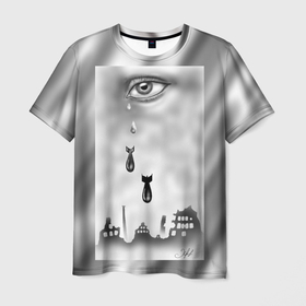 Мужская футболка 3D с принтом Слёзы войны в Новосибирске, 100% полиэфир | прямой крой, круглый вырез горловины, длина до линии бедер | Тематика изображения на принте: 