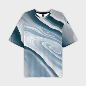 Мужская футболка OVERSIZE 3D с принтом Сине белые разводы краски в Курске,  |  | 