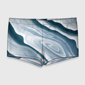 Мужские купальные плавки 3D с принтом Сине белые разводы краски в Курске, Полиэстер 85%, Спандекс 15% |  | 