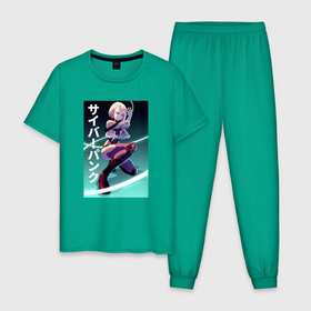 Мужская пижама хлопок с принтом Cyberpunk Edgerunners аниме Люси в Новосибирске, 100% хлопок | брюки и футболка прямого кроя, без карманов, на брюках мягкая резинка на поясе и по низу штанин
 | 