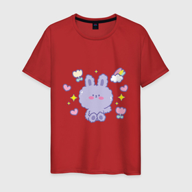 Мужская футболка хлопок с принтом Кролик   Мечтатель в Курске, 100% хлопок | прямой крой, круглый вырез горловины, длина до линии бедер, слегка спущенное плечо. | 