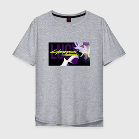 Мужская футболка хлопок Oversize с принтом Люси аниме  Cyberpunk  Edgerunners в Тюмени, 100% хлопок | свободный крой, круглый ворот, “спинка” длиннее передней части | 