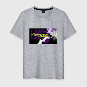 Мужская футболка хлопок с принтом Люси аниме  Cyberpunk  Edgerunners в Курске, 100% хлопок | прямой крой, круглый вырез горловины, длина до линии бедер, слегка спущенное плечо. | 