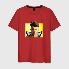 Мужская футболка хлопок с принтом Дэвид из аниме  Cyberpunk  Edgerunners в Кировске, 100% хлопок | прямой крой, круглый вырез горловины, длина до линии бедер, слегка спущенное плечо. | 