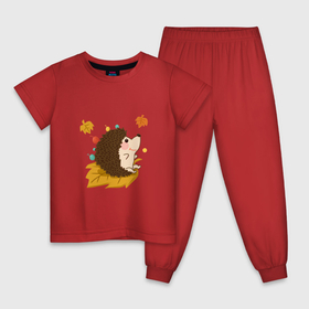 Детская пижама хлопок с принтом Ежик и осень в Санкт-Петербурге, 100% хлопок |  брюки и футболка прямого кроя, без карманов, на брюках мягкая резинка на поясе и по низу штанин
 | Тематика изображения на принте: 