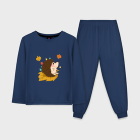 Детская пижама с лонгсливом хлопок с принтом Ежик и осень в Белгороде,  |  | Тематика изображения на принте: 