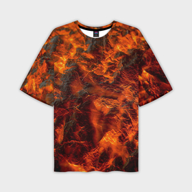 Мужская футболка OVERSIZE 3D с принтом Огенная лава ,  |  | 