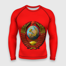 Мужской рашгард 3D с принтом Герб СССР объёмный ,  |  | Тематика изображения на принте: 
