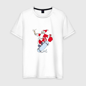 Мужская футболка хлопок с принтом Hipster дед мороз в Курске, 100% хлопок | прямой крой, круглый вырез горловины, длина до линии бедер, слегка спущенное плечо. | Тематика изображения на принте: 