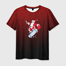 Мужская футболка 3D с принтом Новогодний подарок от Санты , 100% полиэфир | прямой крой, круглый вырез горловины, длина до линии бедер | 