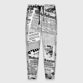 Мужские брюки 3D с принтом Газетный коллаж в Екатеринбурге, 100% полиэстер | манжеты по низу, эластичный пояс регулируется шнурком, по бокам два кармана без застежек, внутренняя часть кармана из мелкой сетки | 