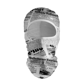 Балаклава 3D с принтом Газетный коллаж в Новосибирске, 100% полиэстер, ткань с особыми свойствами — Activecool | плотность 150–180 г/м2; хорошо тянется, но при этом сохраняет форму. Закрывает шею, вокруг отверстия для глаз кайма. Единый размер | 