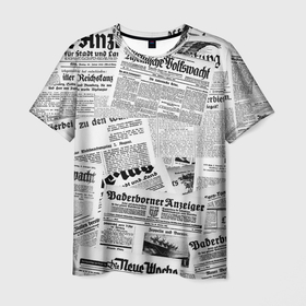 Мужская футболка 3D с принтом Газетный коллаж в Тюмени, 100% полиэфир | прямой крой, круглый вырез горловины, длина до линии бедер | 