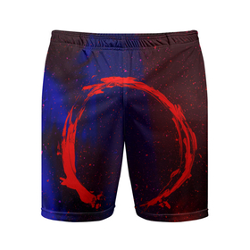 Мужские шорты спортивные с принтом Синий и красный абстрактный дым и краски в Кировске,  |  | Тематика изображения на принте: 