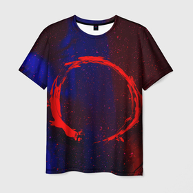 Мужская футболка 3D с принтом Синий и красный абстрактный дым и краски в Курске, 100% полиэфир | прямой крой, круглый вырез горловины, длина до линии бедер | Тематика изображения на принте: 