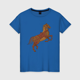 Женская футболка хлопок с принтом Стимпанк лошадь в Санкт-Петербурге, 100% хлопок | прямой крой, круглый вырез горловины, длина до линии бедер, слегка спущенное плечо | 
