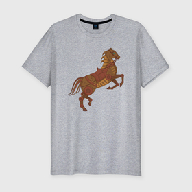 Мужская футболка хлопок Slim с принтом Стимпанк лошадь в Санкт-Петербурге, 92% хлопок, 8% лайкра | приталенный силуэт, круглый вырез ворота, длина до линии бедра, короткий рукав | 