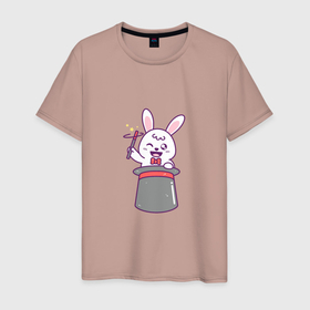 Мужская футболка хлопок с принтом Фокусник   Кролик в Курске, 100% хлопок | прямой крой, круглый вырез горловины, длина до линии бедер, слегка спущенное плечо. | 
